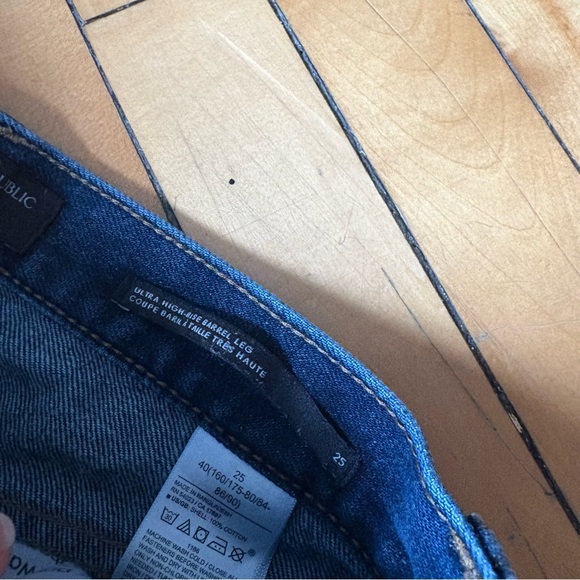 Banana Republic Sz 25 High Rise Dark Blue Wash Barrel Jeans - Picture 6 of 12